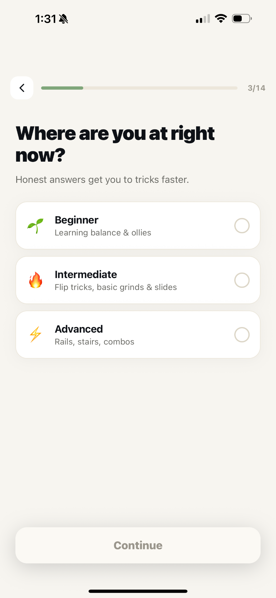 SkateAI onboarding: where are you at right now